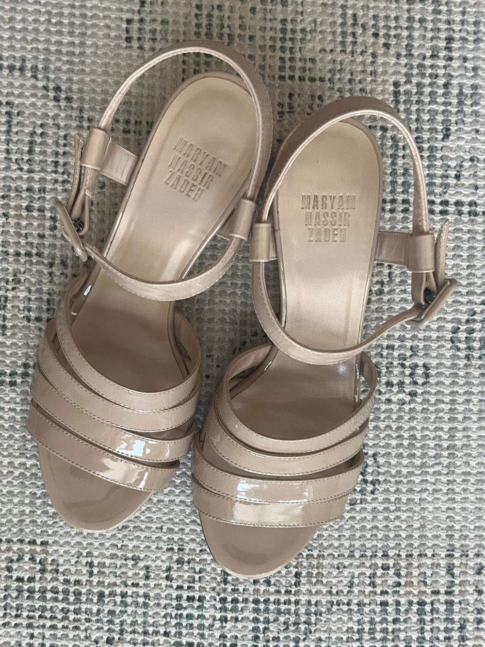 Maryam Nassir Zadeh Patent Strappy Sandals in Nude/Tan sz 36 - Picture 3 of 8